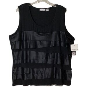 NWT Liz Claiborne‎ Black  Sleeveless Ruffle Top Size XL